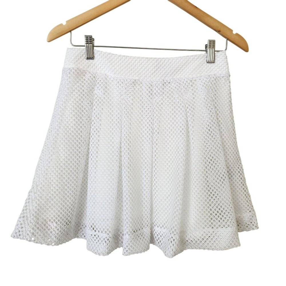 Banana Republic White Mesh Net Mini Skirt Pleated Tennis Cute Coquette Summer 2 - Picture 1 of 10